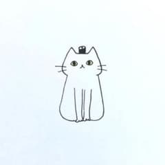 [1184] [흰 고양이의 그림] 오리지널 손으로 그린 ​​아날로그 일러스트 원화 자작 창작 아트 작품