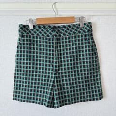ZARA WOMAN チェック柄 ショートパンツ グリーンのサムネイル