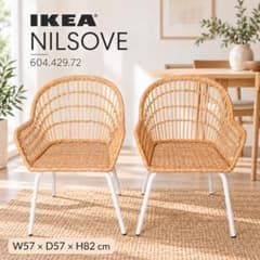 IKEA　イケア NILSOVE ニルソーヴェ チェア　ラタン　椅子　2脚セット IKEA NILSOVE ニルソーヴェ ラタンチェア 2脚セット - メルカリ