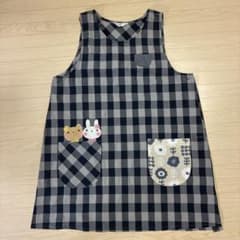 チェック柄 エプロン くま うさぎ 刺繍 花柄のサムネイル