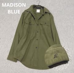 美品 マディソンブルー ハンプトンシャツ カーキ コットンシャツ 01