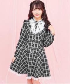 Secret Honey チェック柄レースリボンラッフルワンピースのサムネイル