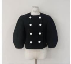 cygne シーニュ レザーボタンツイードジャケット Lydie+ ブラック