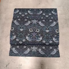 開き名古屋帯 ウィリアムモリス いちご泥棒 インディゴ×アネモネ