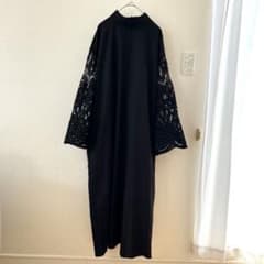 Sawa a la mode ロングワンピース 長袖 レース切り替え ブラックのサムネイル
