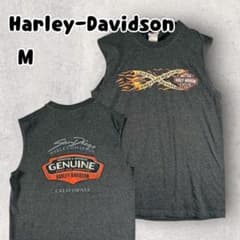 ハーレーダビットソン Tシャツ タンクトップ M グレー ファイヤー