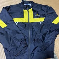 m*t様 adidas ナイロンジャケット M ネイビー/イエローのサムネイル