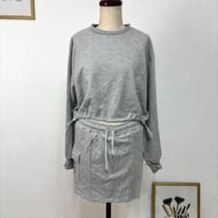 ラスト1点【GRL】　ラメスウェットトップス カーゴミニスカート グレー F