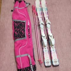 スキー板120cm　ビンディング付き　ストック100cm　スキー袋 スキー板120cm ビンディング ストック スキー袋 - メルカリ