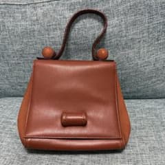 極美品】銀座かねまつ ハンドバッグ ゴールド金具 がま口 レザー 