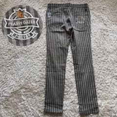 パーリーゲイツ ストライプゴルフパンツ 4 ロゴワッペン 綿ストレッチ