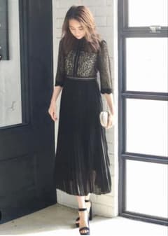 ブラックレースプリーツドレスのサムネイル