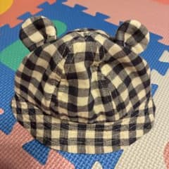 帽子 赤ちゃん用 くまの耳付き 42cm ゴム付き 日よけ付きのサムネイル