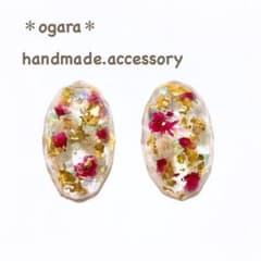 601 ⚪︎ オーバル　ピアス　⚪︎ ピンク　（イヤリング可能）のサムネイル