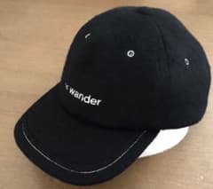 and wander ウール メルトン 日本製 CAP 黒 キャップ 帽子