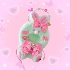ギンガム♡うさぎ♡ちびぐるみ♡おすわりぬい服(ミントグリーン)のサムネイル