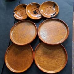 輪島塗 木地 封入銘々皿、 茶托、黒漆葡萄図 色いろ 七点セット - メルカリ