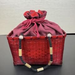 1点のみ 新品 竹かご レッド 3200 かごバッグ 赤 竹籠 バッグ 衿秀 