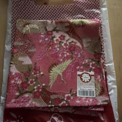 和柄 ハンカチ 鶴 梅 ピンク 日本製のサムネイル