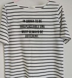 earth music&ecology ボーダー ロゴTシャツ Fのサムネイル