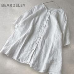 美品】24ss BEARDSLEY パールボタンリネン前後ブラウス 白 洗える