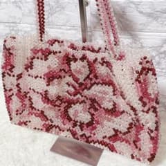アンテプリマ ビーズ ハンドバッグ ワイヤー ピンク 花柄 クローバー柄
