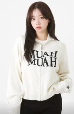 muahmuah Jacquard knit zip-up cardiganのサムネイル