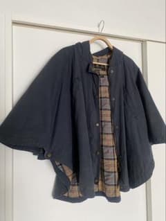 希少】Barbour バブアー M ポンチョ・ケープコート ネイビー | Mercari