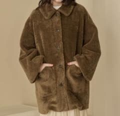 【即日発送】【完売品】OLUN アウター　きりまる　ルーズ2wayボアコート 値下げ】OLUN オルン きりまる ルーズ2wayボアコート ブラウン S