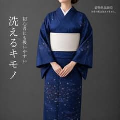 L1245】洗える着物 訪問着・付下 袷 化繊 紺 対象身長～160cm - メルカリ