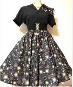 宇宙柄サーキュラースカート オールディーズ ロックンロール