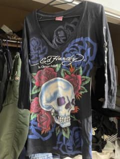 Ed Hardy 長袖カットソー スカル ローズ ブラックのサムネイル