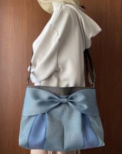 超軽量♡倉敷畳縁シンプルリボンショルダーバッグ：３点セット 超軽量♡倉敷畳縁シンプルリボンショルダーバッグ(なつのくも) - メルカリ