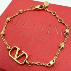 極美品✨】現行 ヴァレンティノVロゴ クリスタル ブレスレットスワロ 