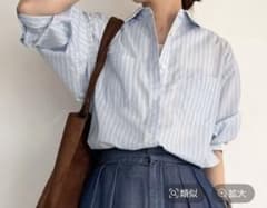 BAYFLOW cahoコラボ UVカット 2WAYシャツ　ブルーストライプ BAYFLOW cahoコラボ UVカット 2WAYシャツ ブルーストライプ - メルカリ
