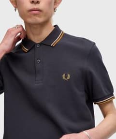 FRED PERRY 半袖ポロシャツ ティップライン 刺繍 ダークグレー