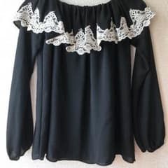 刺繍 黒 オフショルのサムネイル