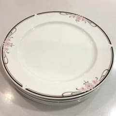 NARUMI ナルミ ボーンチャイナ 26cm大皿 4枚セット ピンク花柄 金彩