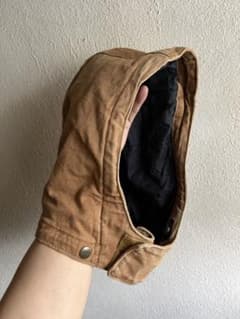 90s カーハート　ダック　フード　キャメル　バラクラバ　帽子　服飾品　ロゴ