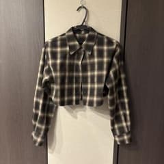 Lily Brown チェック柄 クロップド丈 長袖シャツ