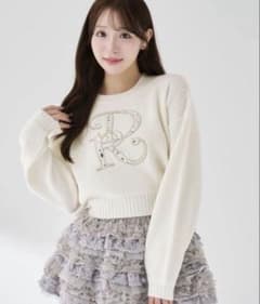 Darich ダーリッチ ビジューボリュームリブニット トップス ホワイト