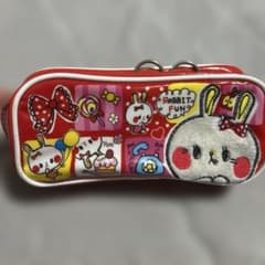 平成レトロ 当時物 RABBIT FUN 筆箱 レッド エナメル調 赤色 うさぎ