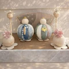 29 雛人形 お雛様 雛飾り ハンドメイド ミナペルホネン 木製 置物