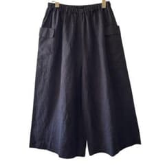中川政七商店 リネン ガウチョパンツ ワイドパンツ ブラック 黒 日本製 中川政七商店 リネン ガウチョパンツ ワイドパンツ ブラック 黒 日本製