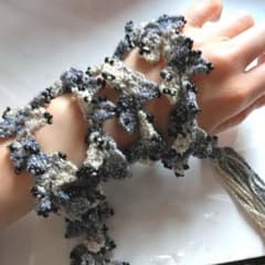 ハンドメイド　グレー　おしゃれ紐　ベルト　ブレスレット　ヘアアクセサリー