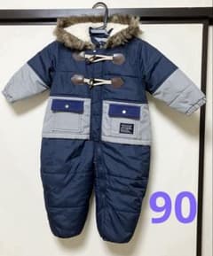 【美品】ベビー 90cm 中綿入りジャンプスーツ スノーウェア 防寒着 ネイビーのサムネイル