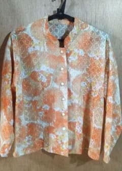 花柄　ブラウス　シャツ　トップス　レディース　オレンジ系