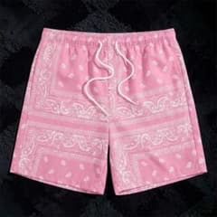 メンズ ペイズリー柄 ショートパンツ ピンクのサムネイル