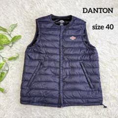 ダントン】美品 ダウンベスト ネイビー 40サイズ レディース ロゴ