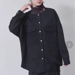 ハイネック切り替えシャツ ブラックのサムネイル